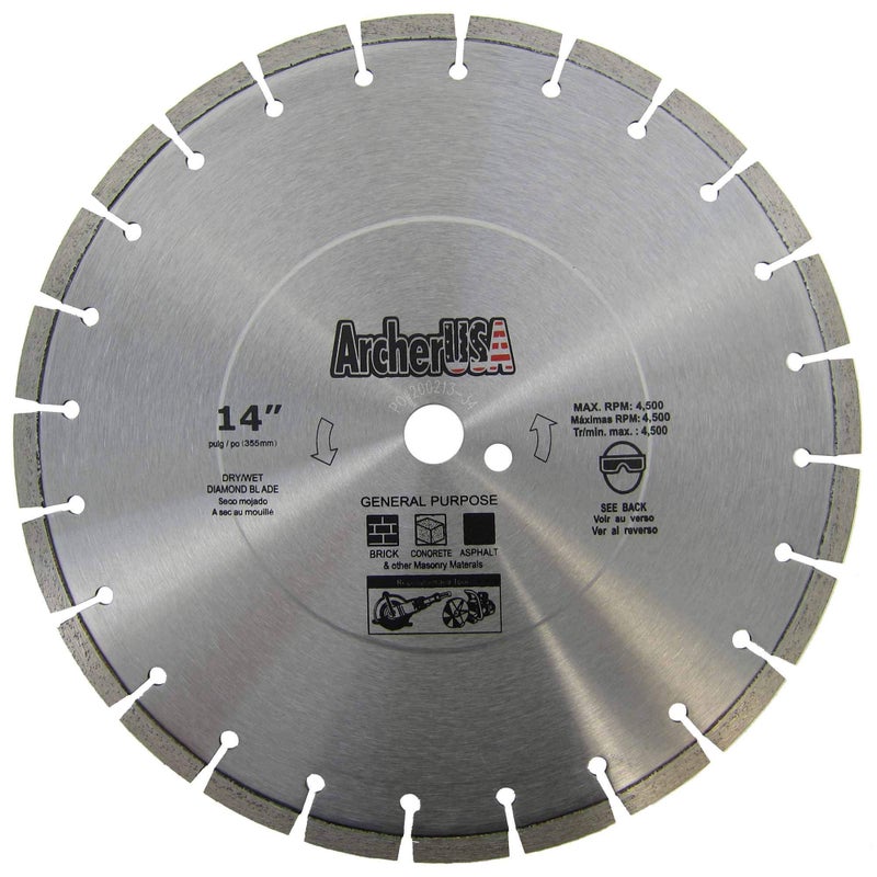 ArcherPro Archer Pro 14" in. General Purpose Diamond Saw Blades for Fast Cutting Concrete, Stone, Masonry, Pavers, Bricks, Blocks - Image 1